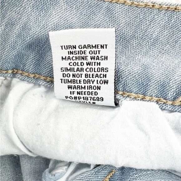 Almost Famous Light Wash Mid Rise Denim Jean Skirt Rainbow Stripe Y2K Size 5 - Picture 9 of 9